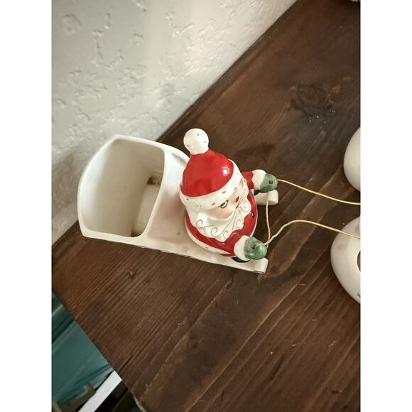 *Rare Holt Howard 1959 Santa W/Sleigh & 2 Starburst Reindeer Candleholders Japan - Picture 3 of 6